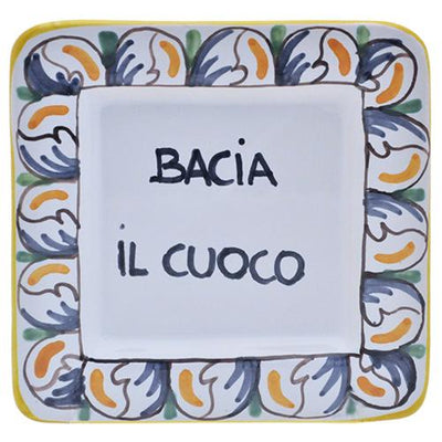 Abbiamo Tutto Bacia Il Cuoco - Kiss the Cook Small Italian Ceramic Tray, 5" x 5"