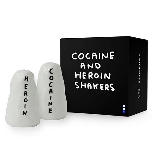 Heroin & Cocaine Salt and Pepper Shakers by David Shrigley